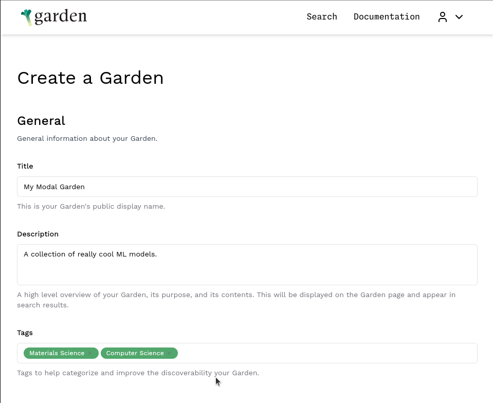 Fill in Garden Details